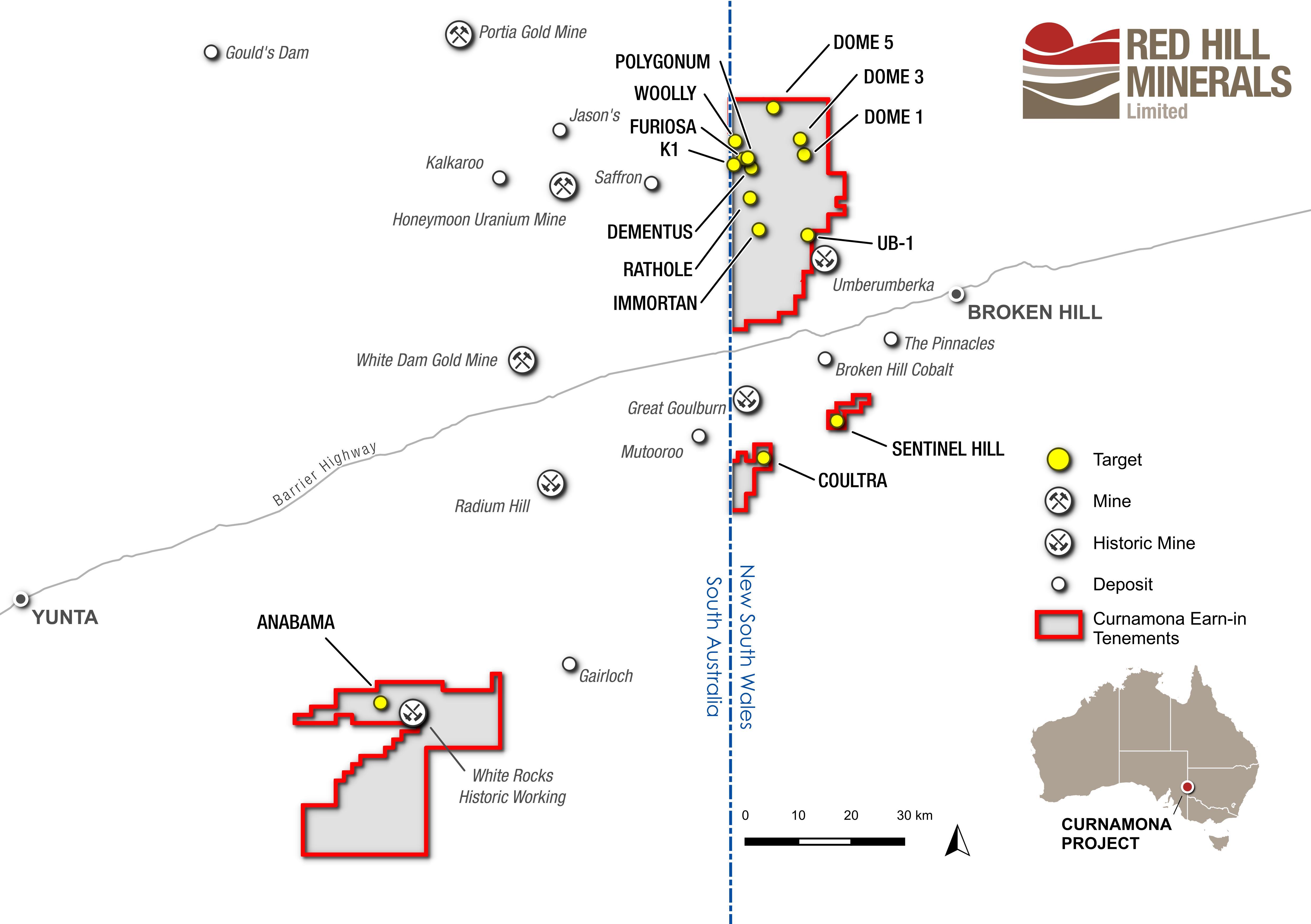 map of Curnamona Earn-In JV Area
